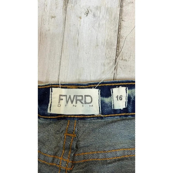 FWRD Jeans Kids Size 16 Distressed Acid Wash Skinny Leg 5-Pocket Blue Jeans - Picture 3 of 4